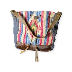 Myra Aztec Pattern Leather Shoulder Bag.